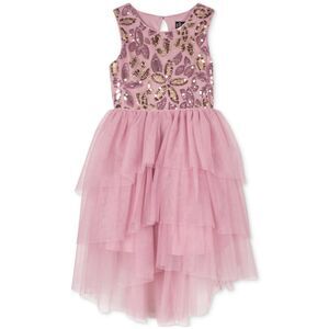 Pink & Violet Multi Floral Sequin Hi-Lo Dress Mauve‎ Size 4